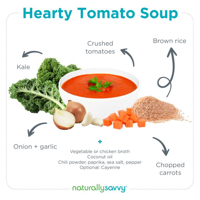 Hearty Tomato Soup Recipe (or Stew!) with Brown Rice and Kale