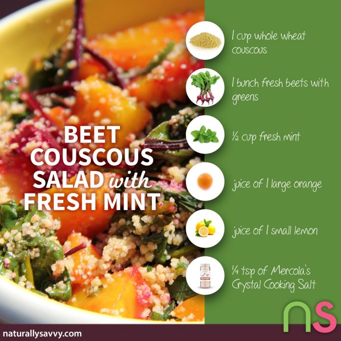 Beet Couscous Salad with Fresh Mint 