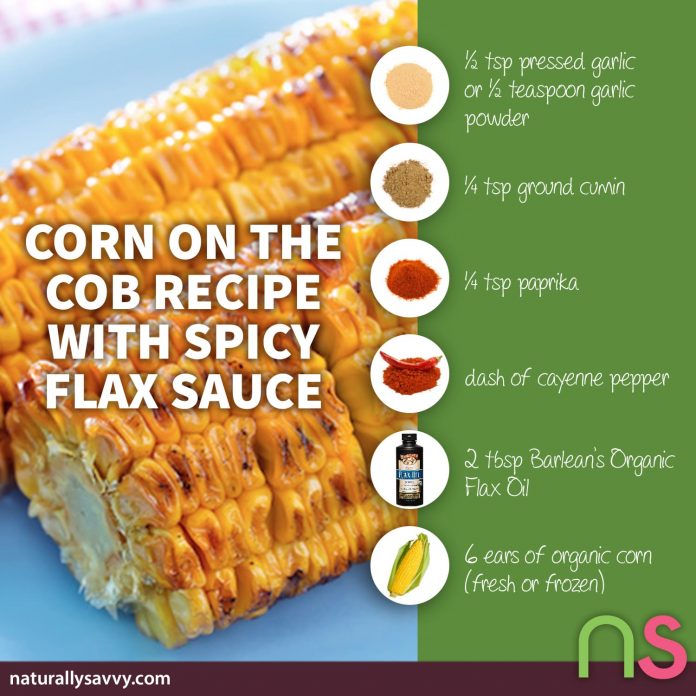 Corn on the Cob Recipe with Spicy Flax Sauce 