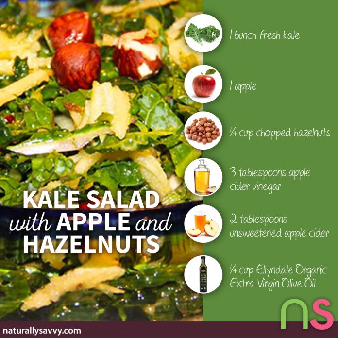 Kale Salad Recipe with Apple and Hazelnuts 