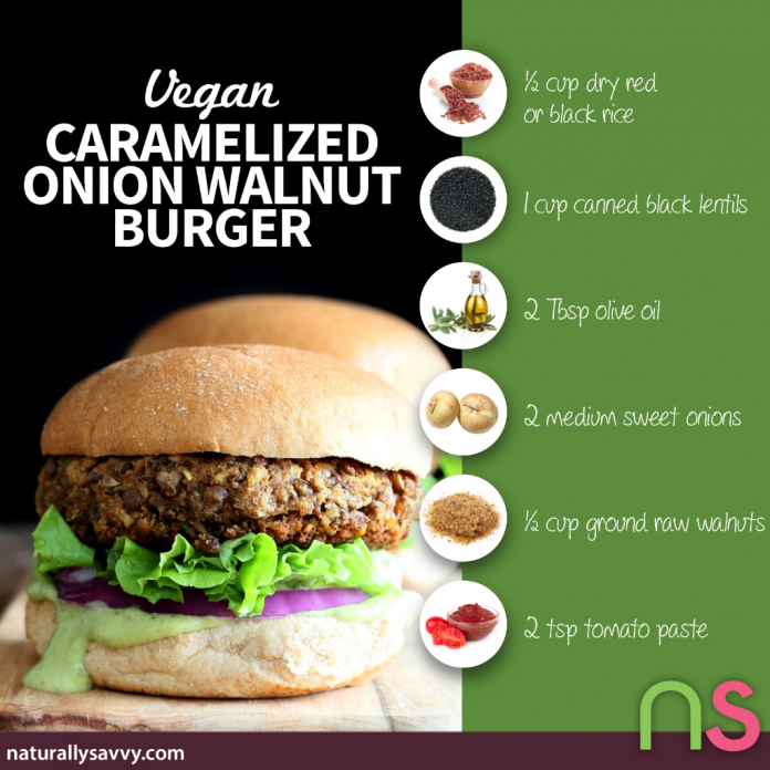 Caramelized Onion Walnut Burger (Vegan) 2