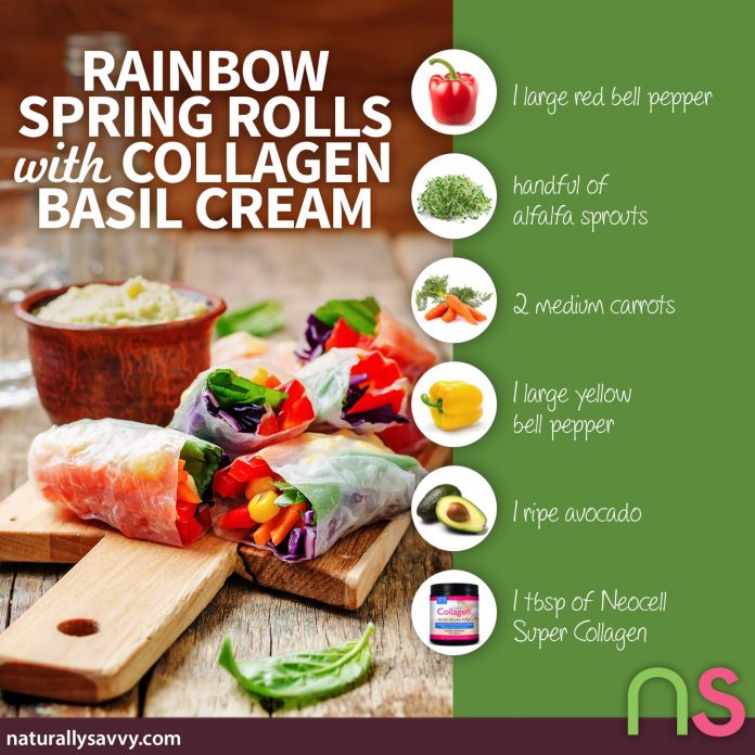 Rainbow Spring Rolls with Collagen Basil Cream 2