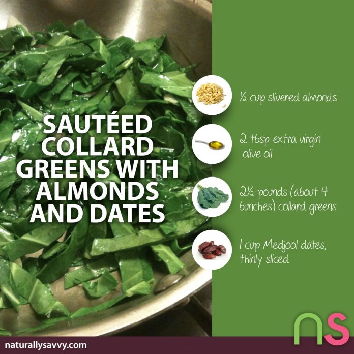 Sautéed Collard Greens Recipe with Almonds and Dates 