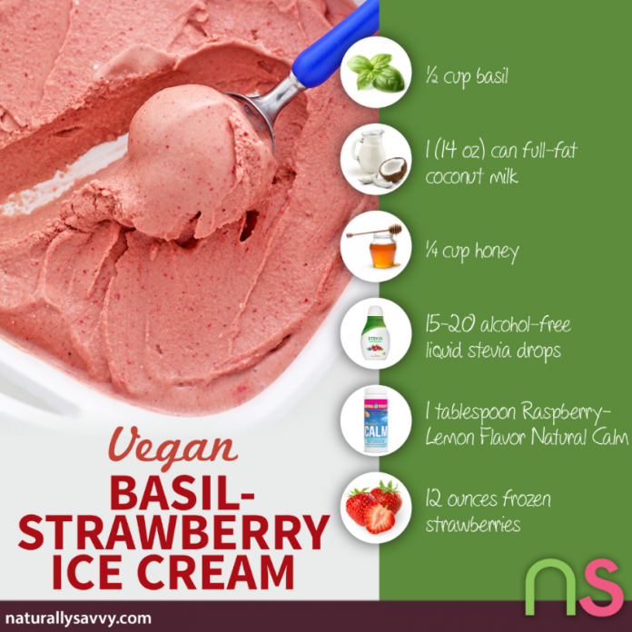 Vegan Basil-Strawberry Ice Cream 