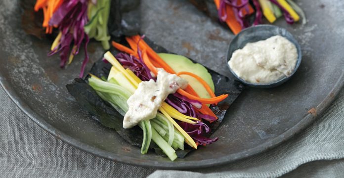 Sunrise Nori Wraps Recipe with Spicy Tahini Drizzle 