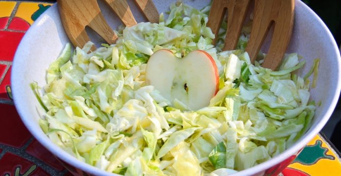 Fresh Coleslaw with Walnuts and Apple Vinaigrette 