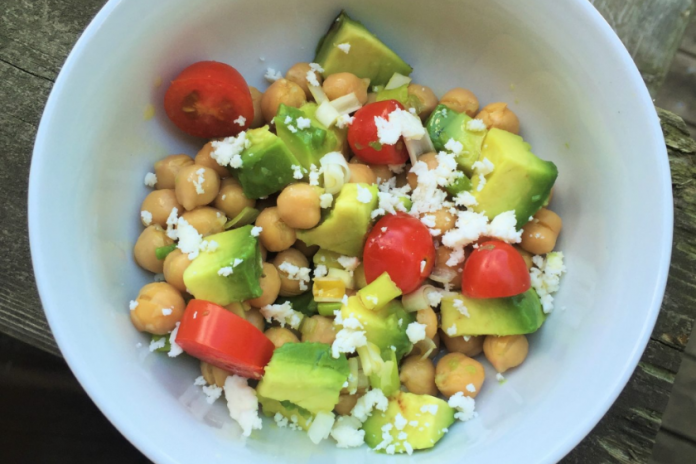 Chickpea Salad with Avocado, Tomatoes and Feta 