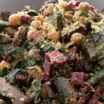 Warm Cheesy Chickpea Pesto Recipe with Beet Greens and Portobello Mushrooms Warm Cheesy Chickpea Pesto Recipe with Beet Greens and Portobello Mushrooms