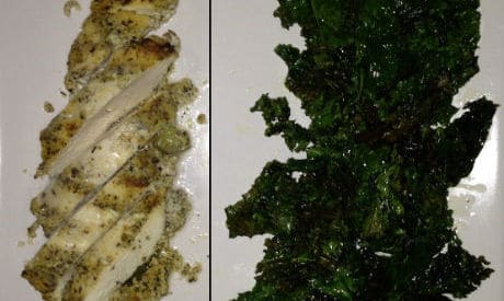 Greek Yogurt Chicken Breasts with Crispy Garlic Kale 