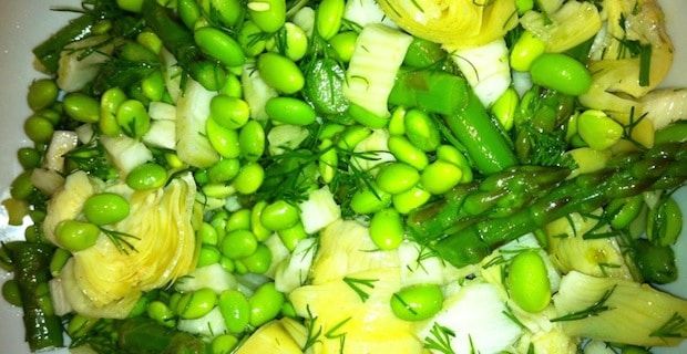 All Green Salad Recipe with Edamame and Asparagus 