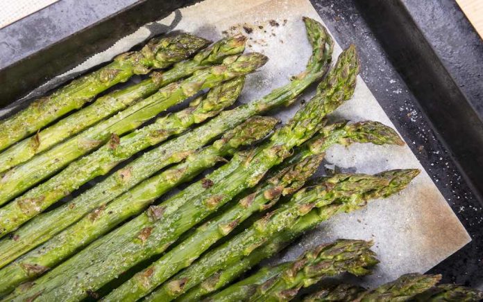 Freshly grilled asparagus