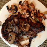 Montreal Steak with Tiger Shrimps and Mushrooms Montreal Steak with Tiger Shrimps and Mushrooms