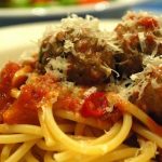 Mini Grass-Fed Beef Meatballs Recipe with Whole Wheat Spaghetti in Tomato Aglio Olio Mini Grass-Fed Beef Meatballs Recipe with Whole Wheat Spaghetti in Tomato Aglio Olio