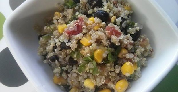 Quinoa Salad Recipe with Black Bean and Organic Corn Relish 