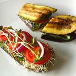 Vegetarian Eggplant 'Sandwich' with Sprouts and Hummus Vegetarian Eggplant 'Sandwich' with Sprouts and Hummus