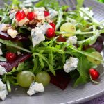 Pomegranate and Beet Salad with Grapes and Blue Cheese salad with beet, arugula and pomegranate