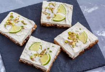 Dairy-free lime and pistachio cheesecake