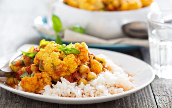 Plant based chickpea and cauliflower curry