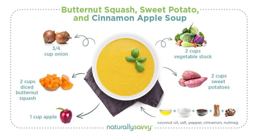 Butternut Squash, Sweet Potato, and Cinnamon Apple Soup